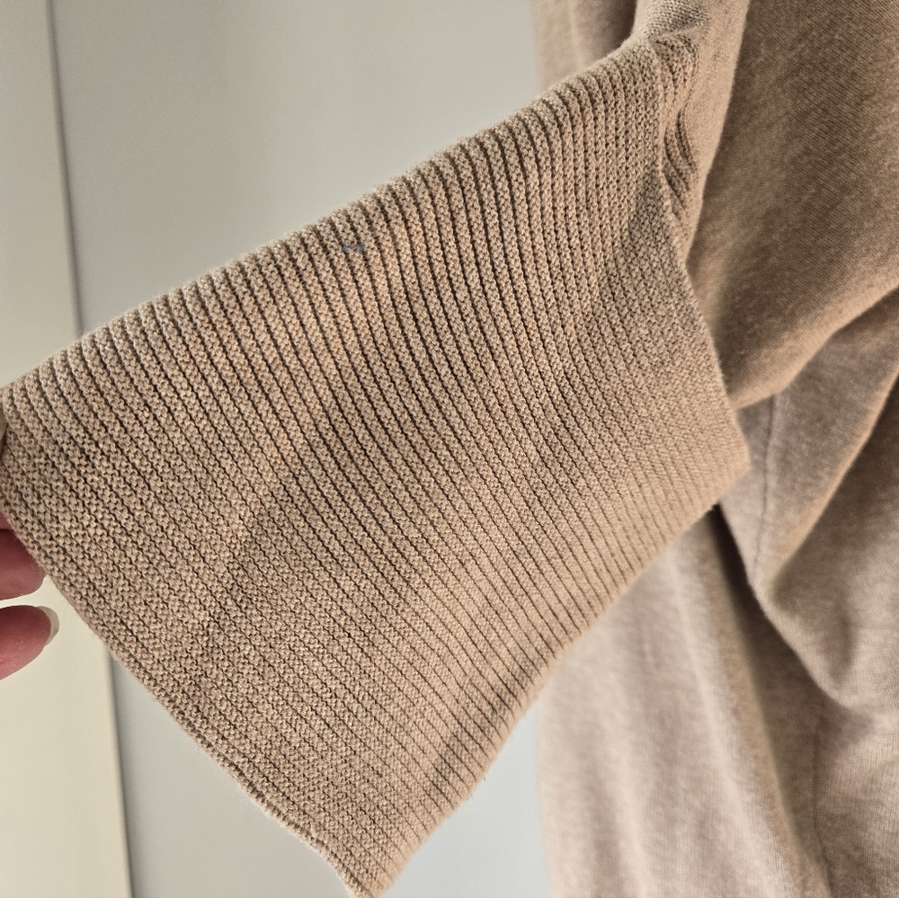 MARBLE Light Tan Cotton Cowl Neck Sweater with Faux Leather Buckles. Size Small - Picture 6 of 10